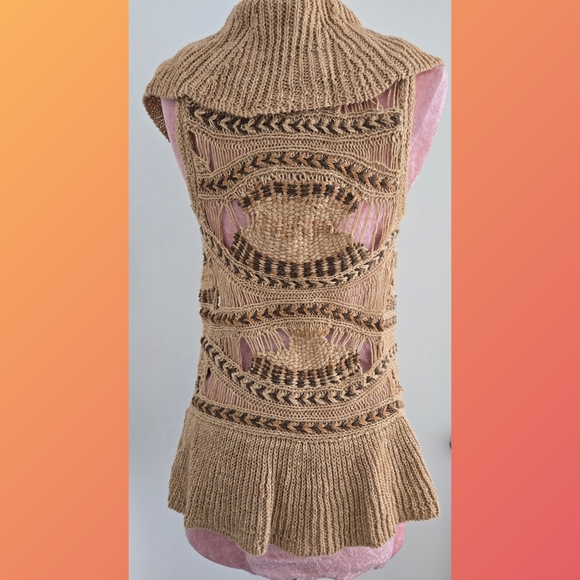 Ralph Lauren Sweaters - Designer Ralph Lauren Jute Viscose Vest Boho Lagenlook Size S
